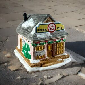 Christmas House Candy Canister 1997 Figis General Store Small Ceramic 5”X5” New